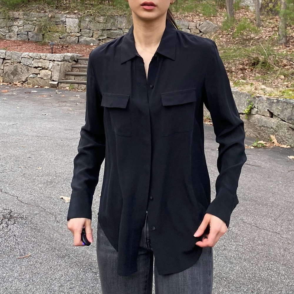 Madewell Silk Cargo Pocket Button Down Blouse